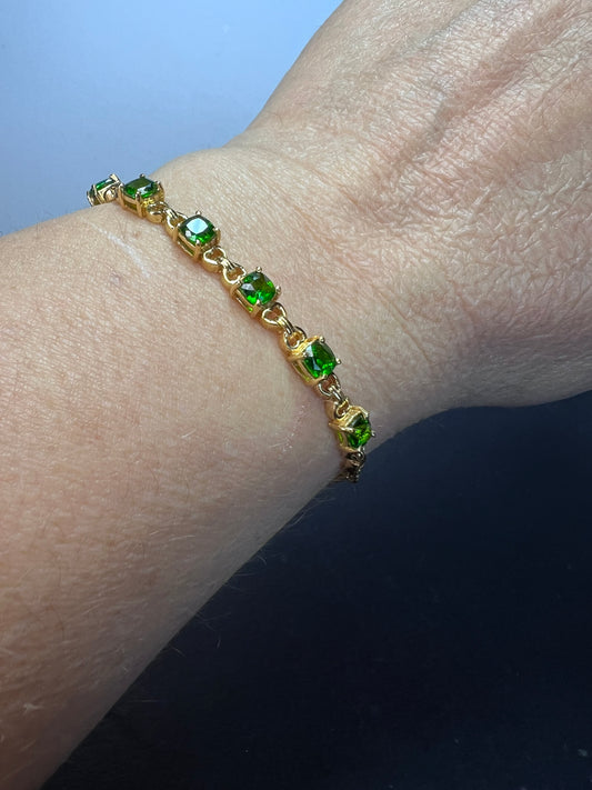 18k gold over sterling chrome diopside bolo bracelet