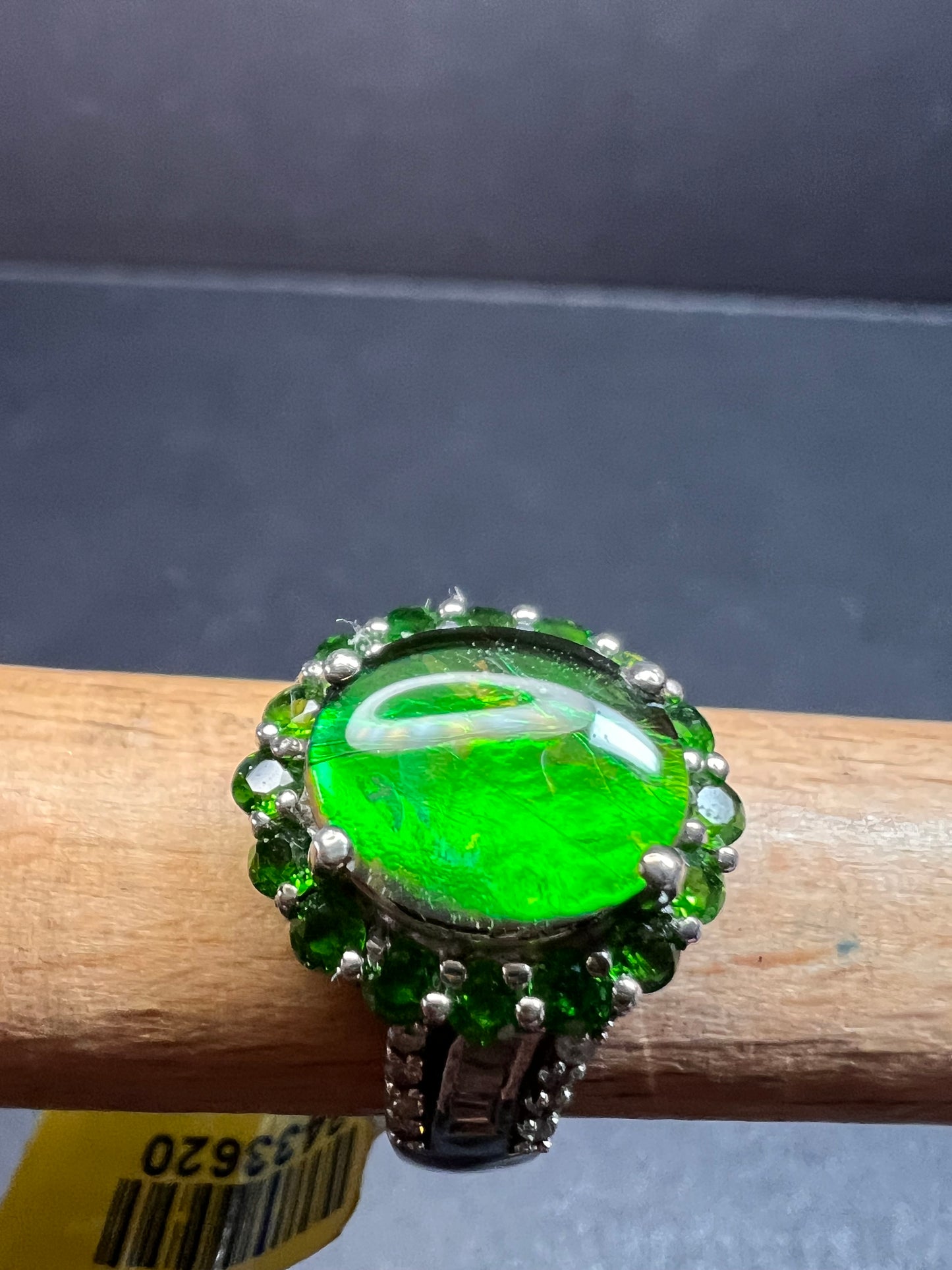 NEW with tag ammolite and diamond sterling silver ring size 7