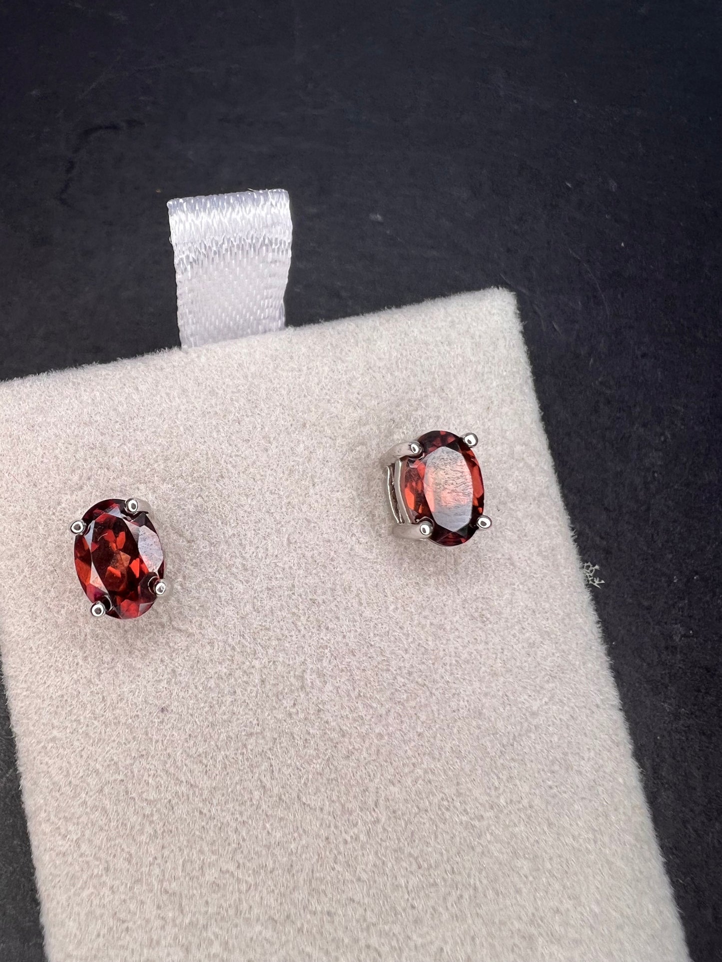 Red zircon sterling silver stud earrings