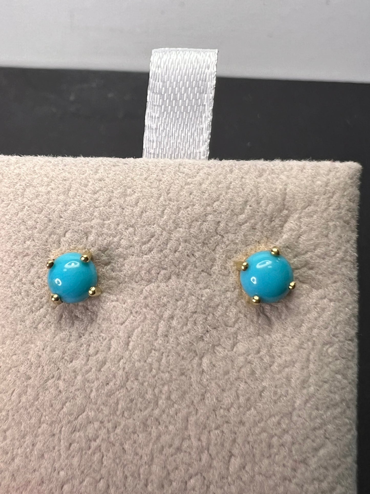 Sleeping Beauty turquoise stud earrings in gold over sterling