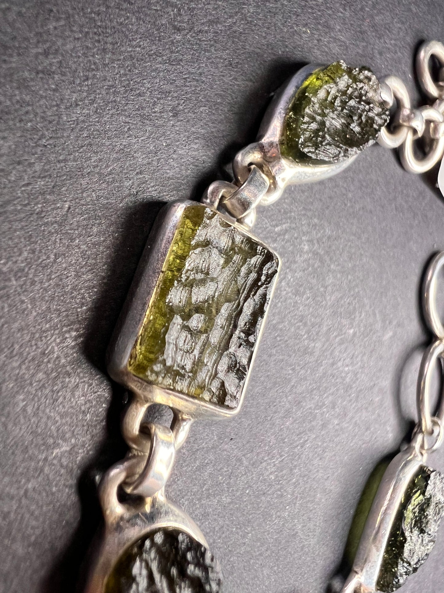 SOLD NEW Moldavite old stock sterling silver toggle bracelet