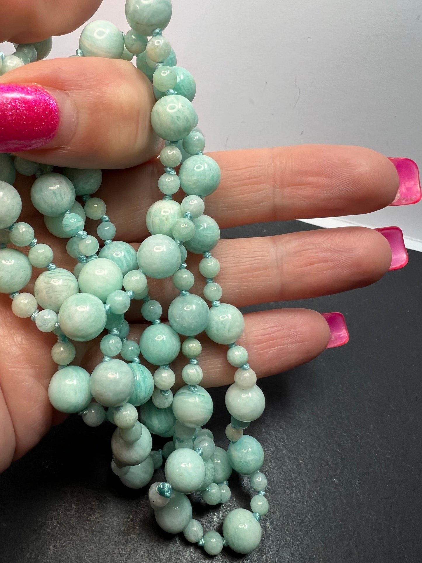 Amazonite knotted 36 inch endless necklace