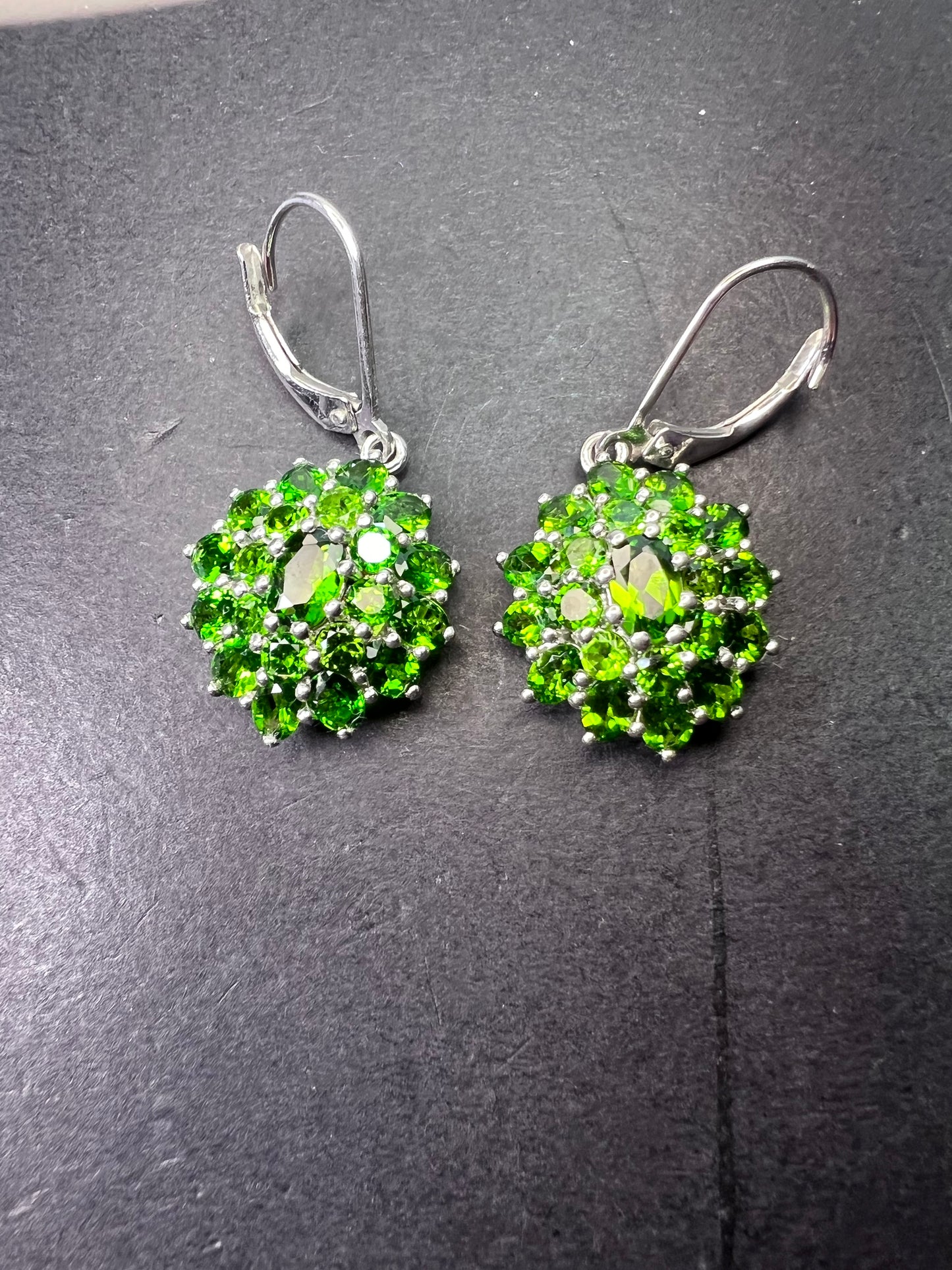 Chrome Diopside Lever Back Earrings in Platinum Over Sterling Silver 11.90 ctw