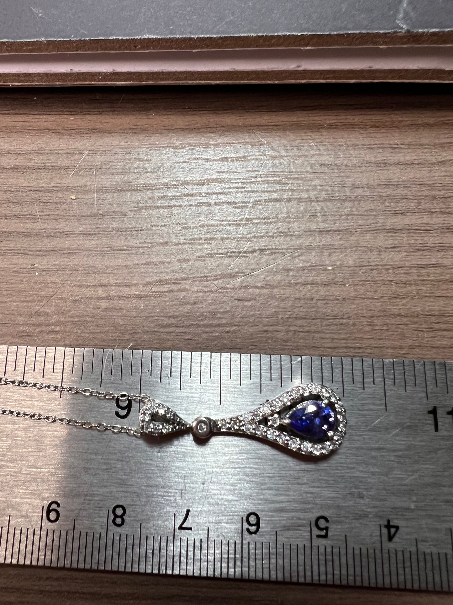 Tanzanite colored CZ teardrop pendant and chain necklace