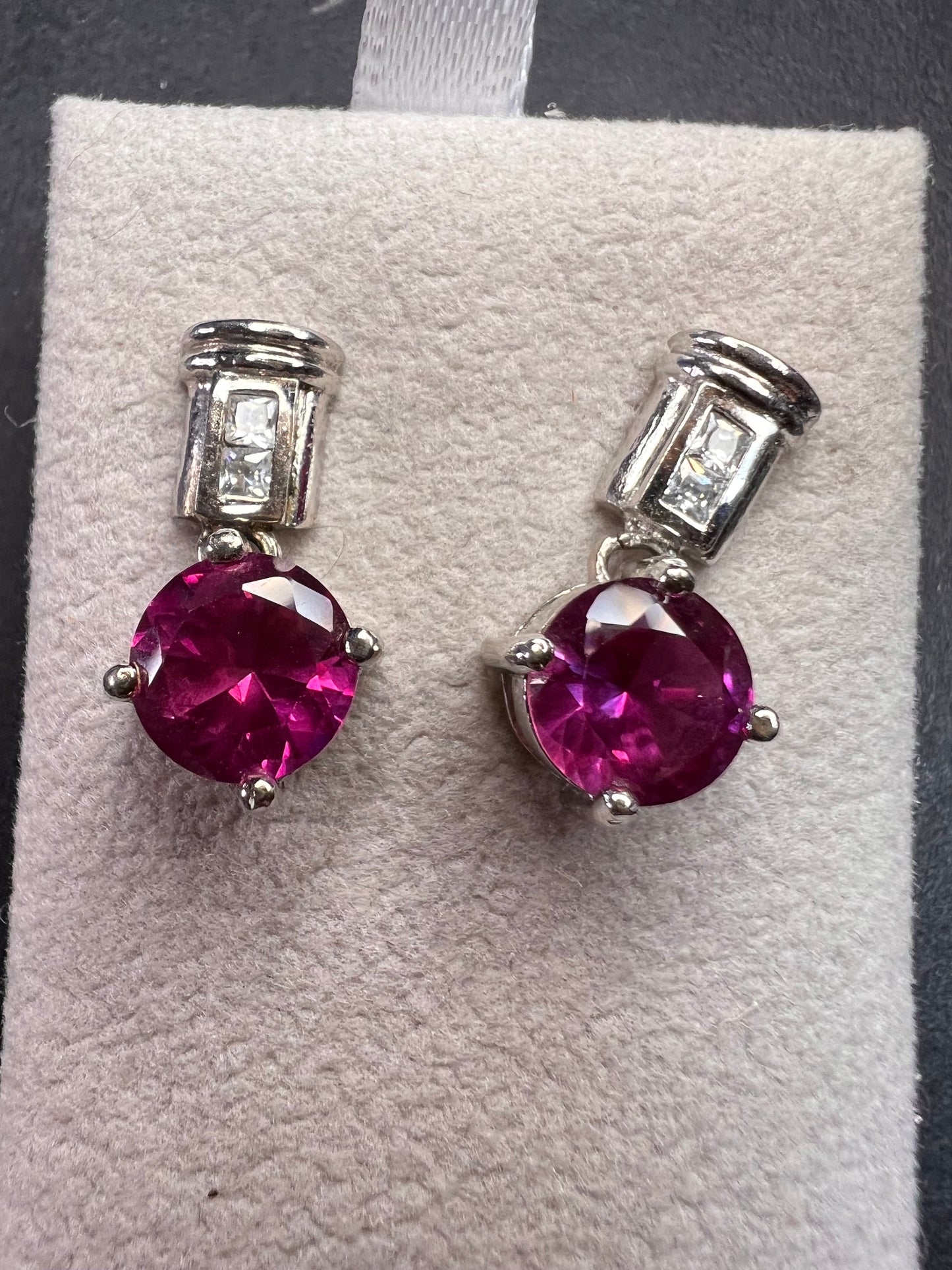 Lab purple sapphire and topaz sterling silver earrings