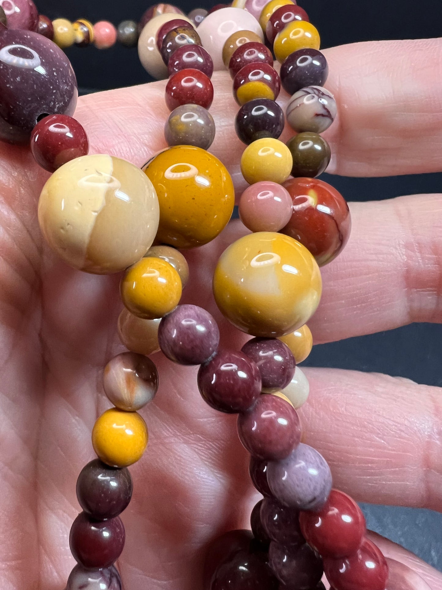 NEW Mookaite Jasper station 36 inch necklace with sterling silver clasp