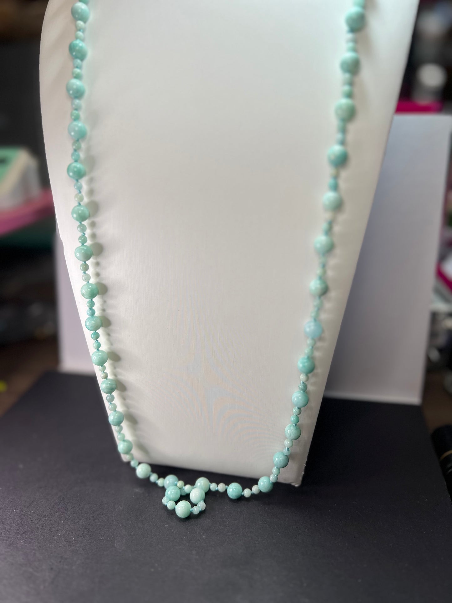 Amazonite knotted 36 inch endless necklace