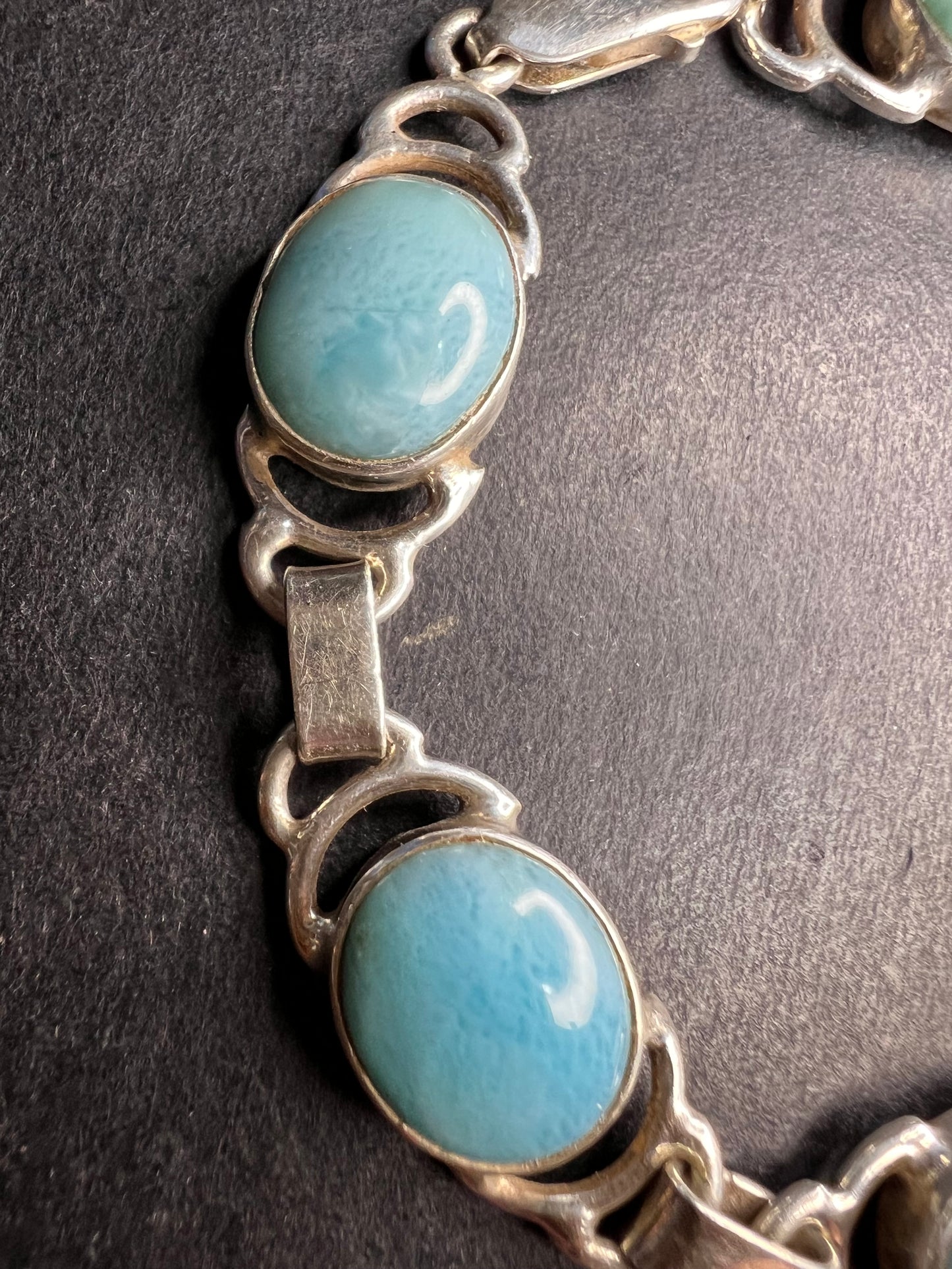 Vintage larimar sterling silver 7.5 inch bracelet