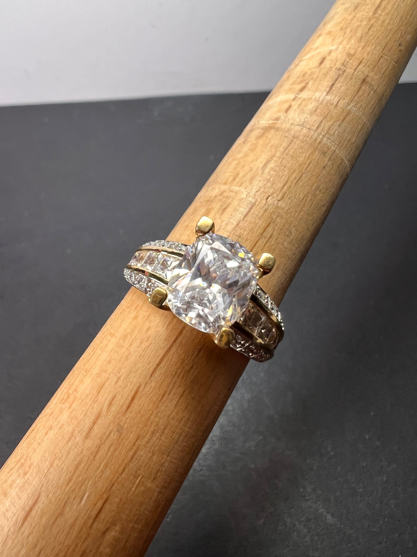 Cubic Zirconia 18k Yellow Gold Over Silver Ring 7.77ctw size 9