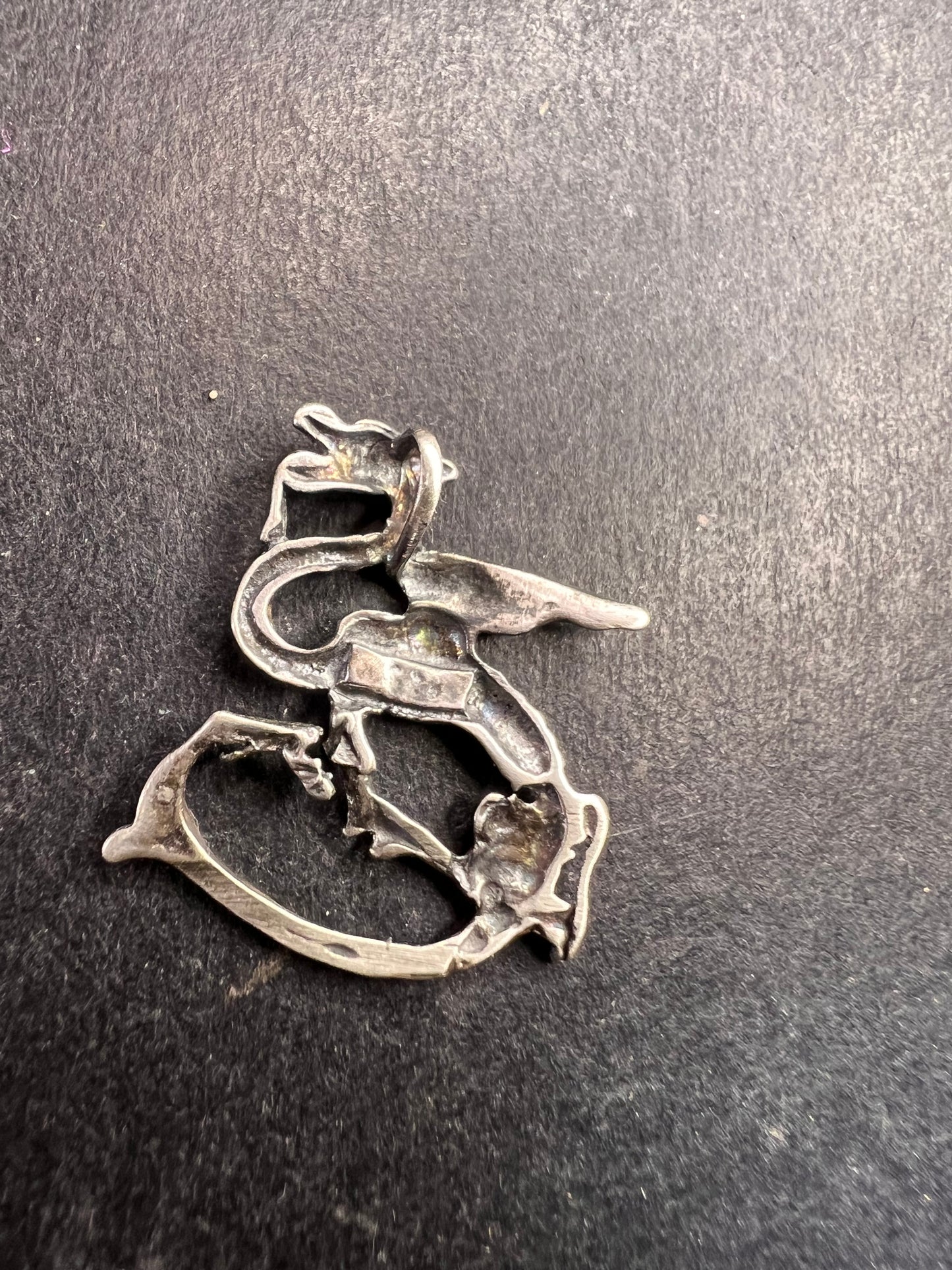 Vintage Sterling Silver Welsh Dragon Charm 925