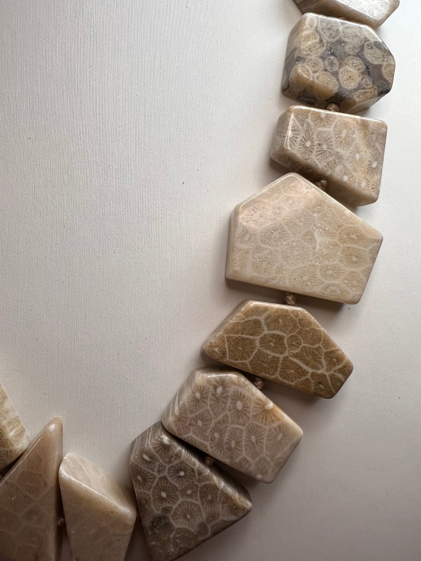 NEW fossil coral knotted necklace