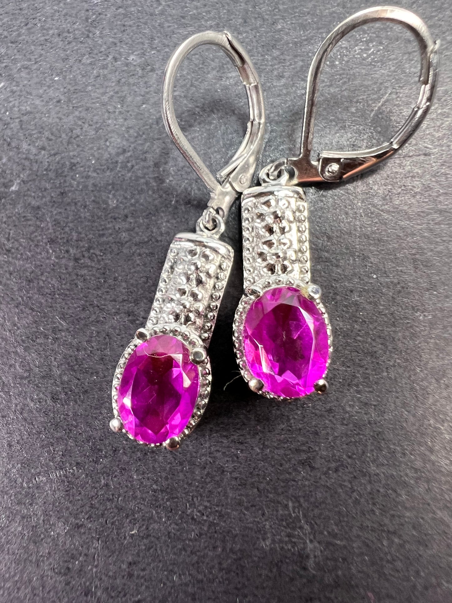 Radiant orchid quartz dangle earrings in stainless steel *NEW*