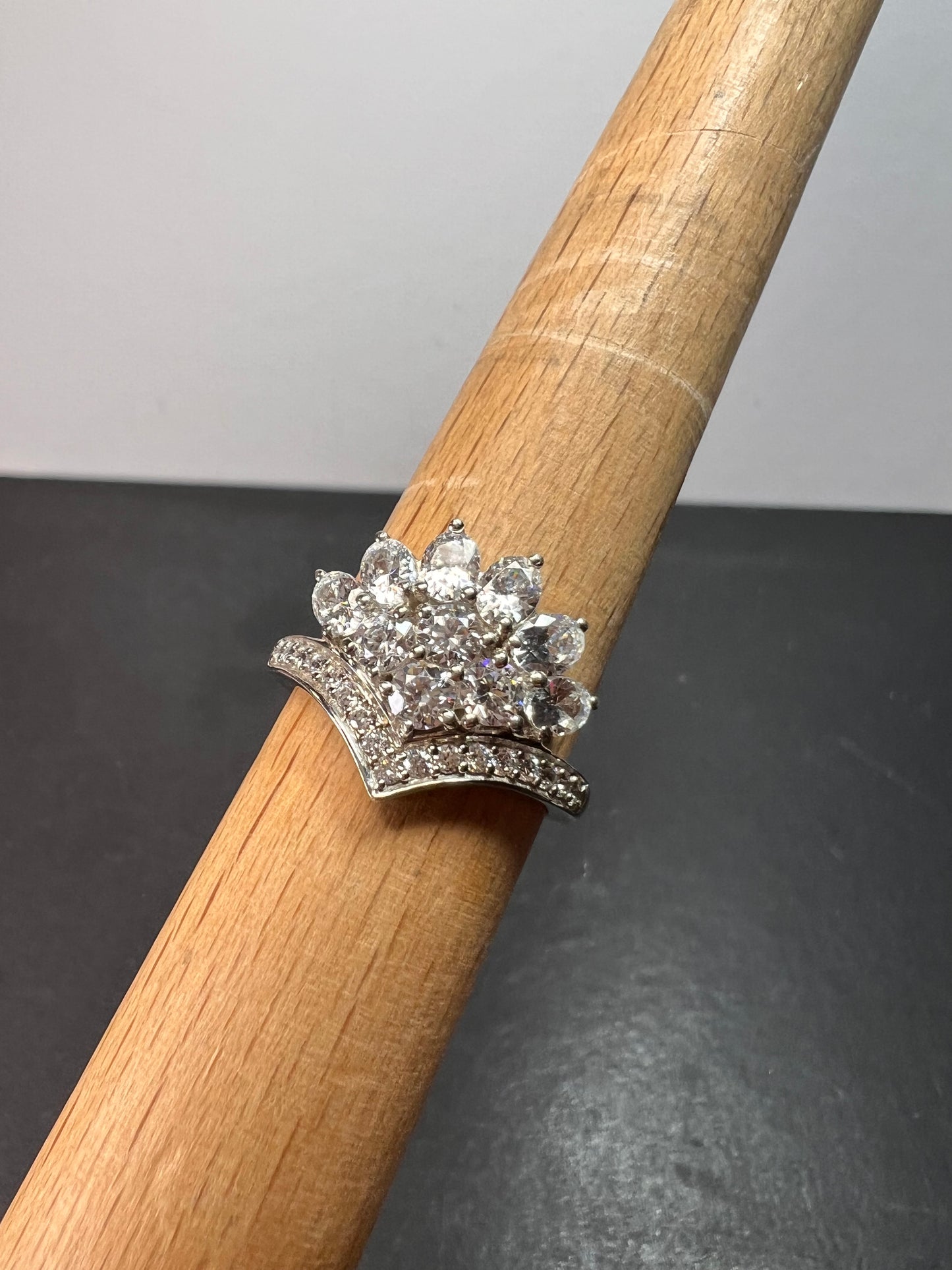 White CZ ring in rhodium over sterling silver size 9