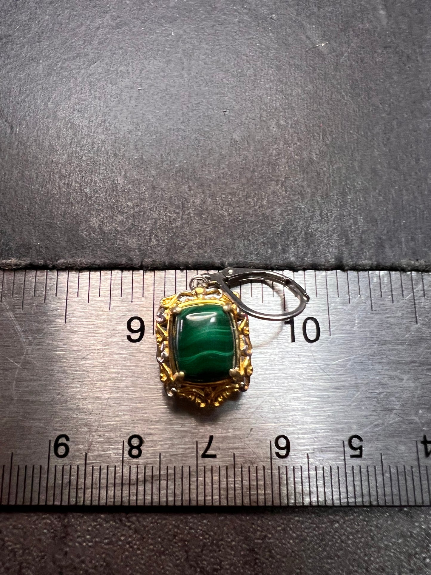 New Karis Platinum & 18K Gold Plated Malachite Leverback Earrings