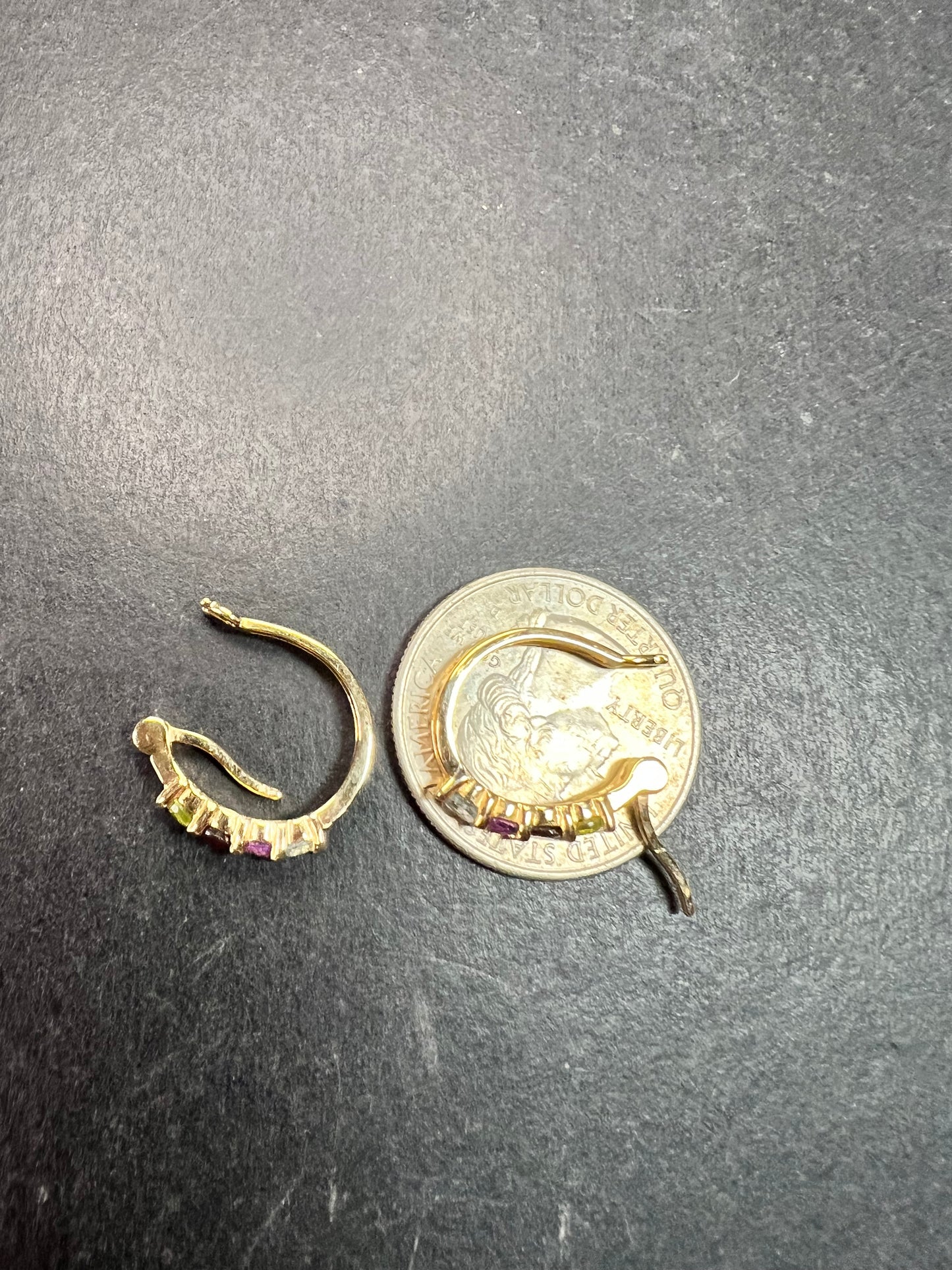 Gold Over Sterling Multi Gemstone Hoop Earrings PAJ 925