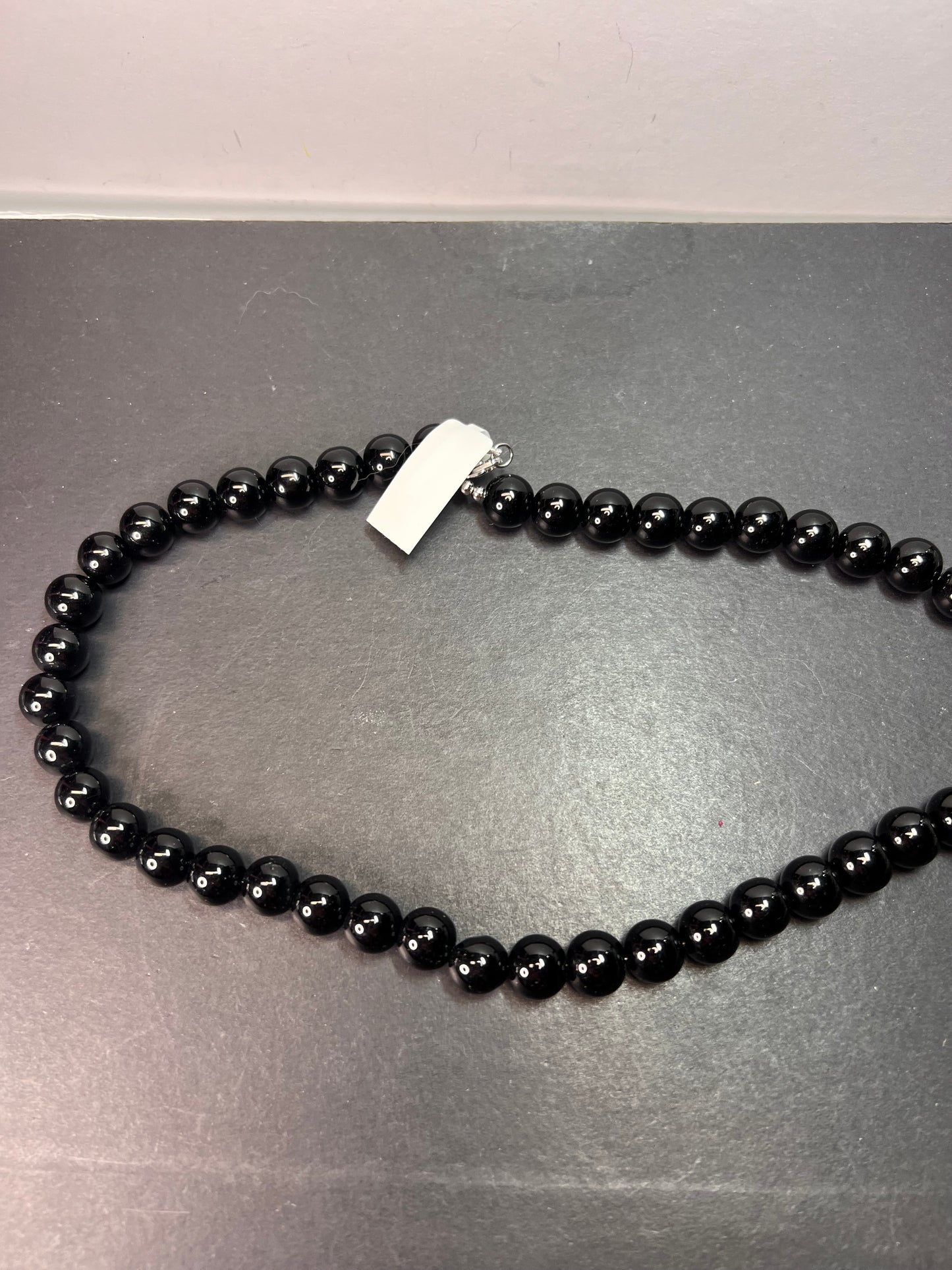 10mm Black Onyx necklace with sterling silver clasp *NEW*