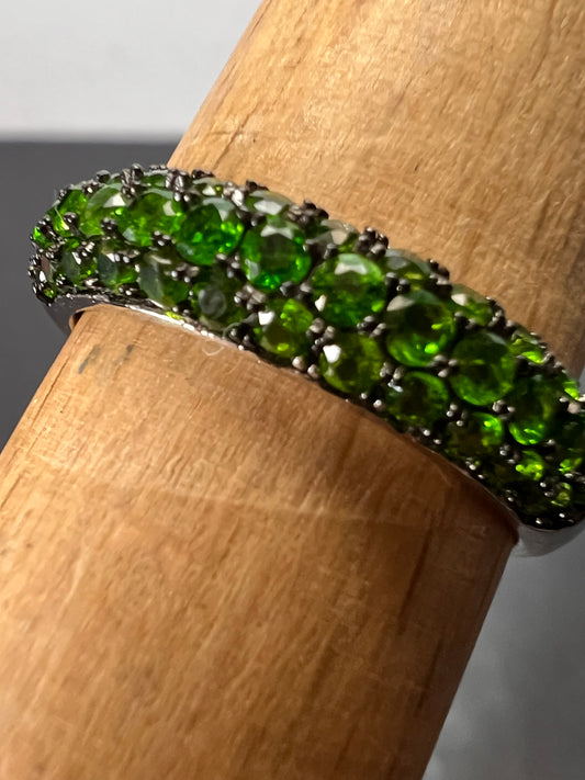 Green Chrome Diopside Rhodium Over Sterling Silver Ring 1.18ctw size 9