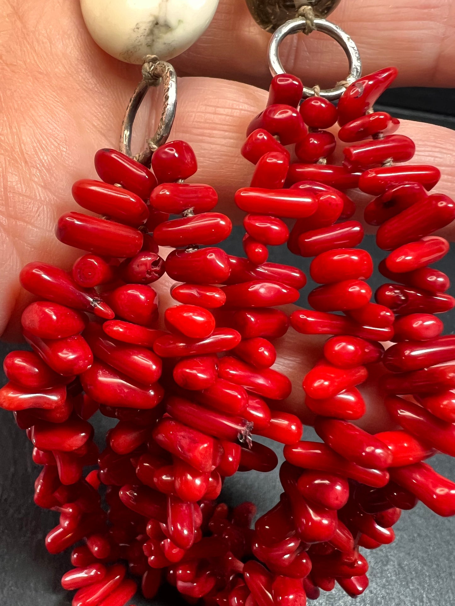 NEW Bamboo coral multi stone sterling silver necklace