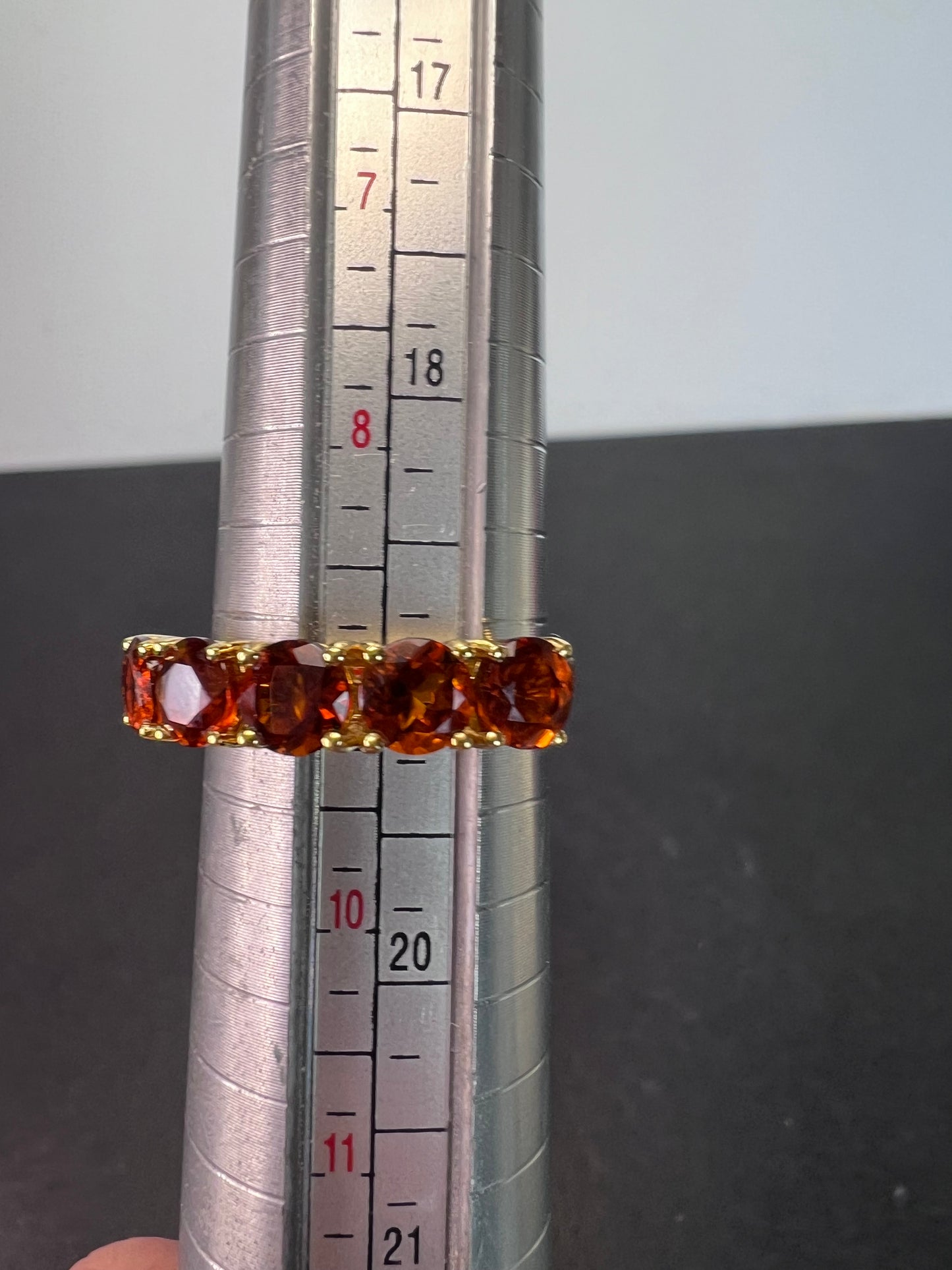 Brazilian Cherry Citrine 5 Stone Ring in Vermeil Yellow Gold Over Sterling Silver 2.25 ctw size 9