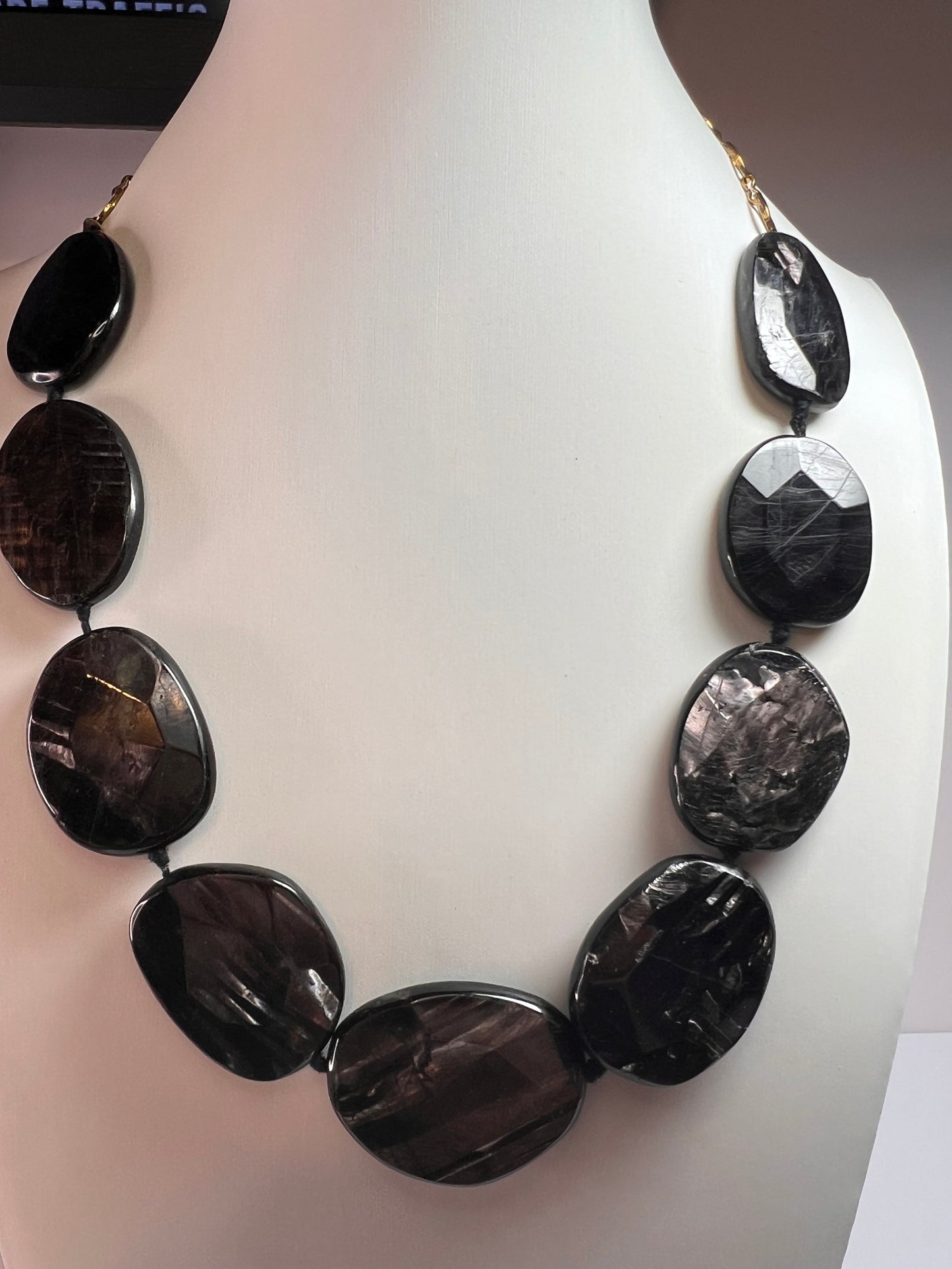 NEW Hypersthene necklace in gold over bronze