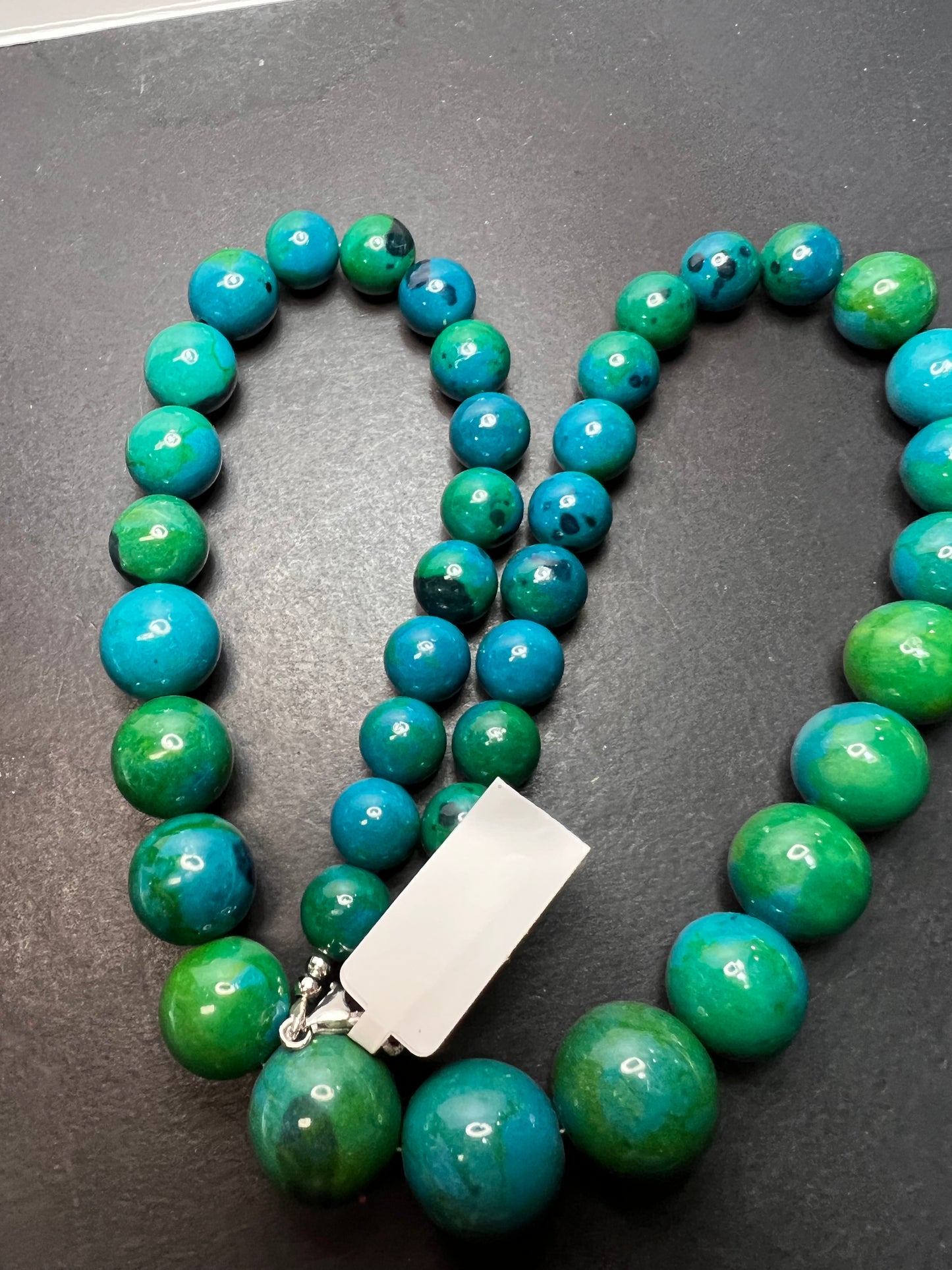 Chrysocolla beaded 20 inch necklace with sterling silver clasp *NEW*