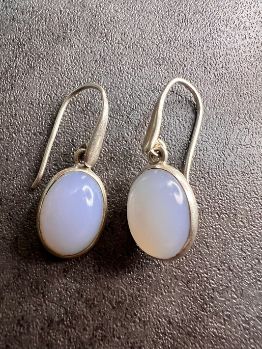 NEW Blue chalcedony sterling silver drop earrings 4.85 grams