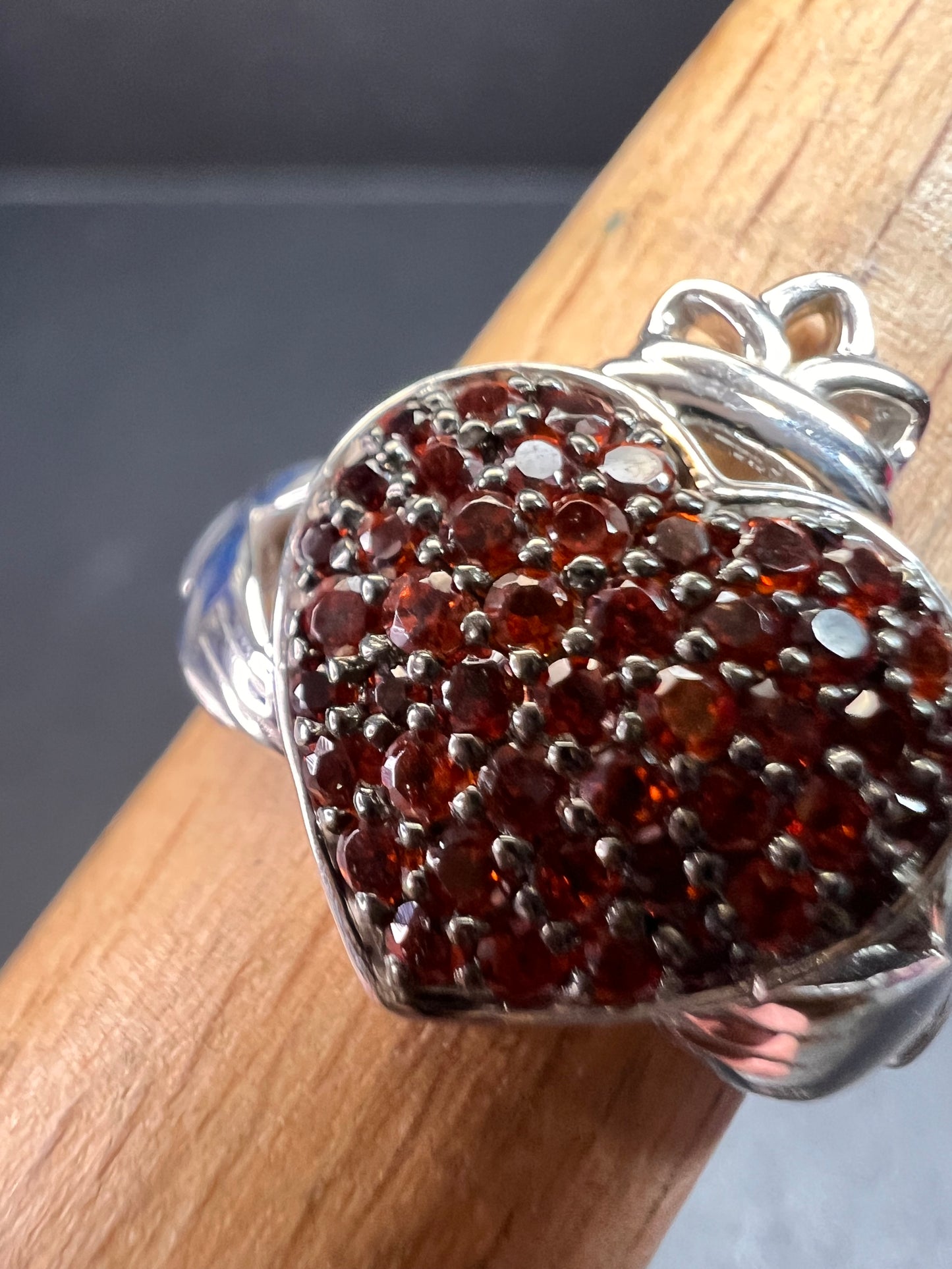 NEW Garnet claddagh ring in rhodium over sterling silver size 7