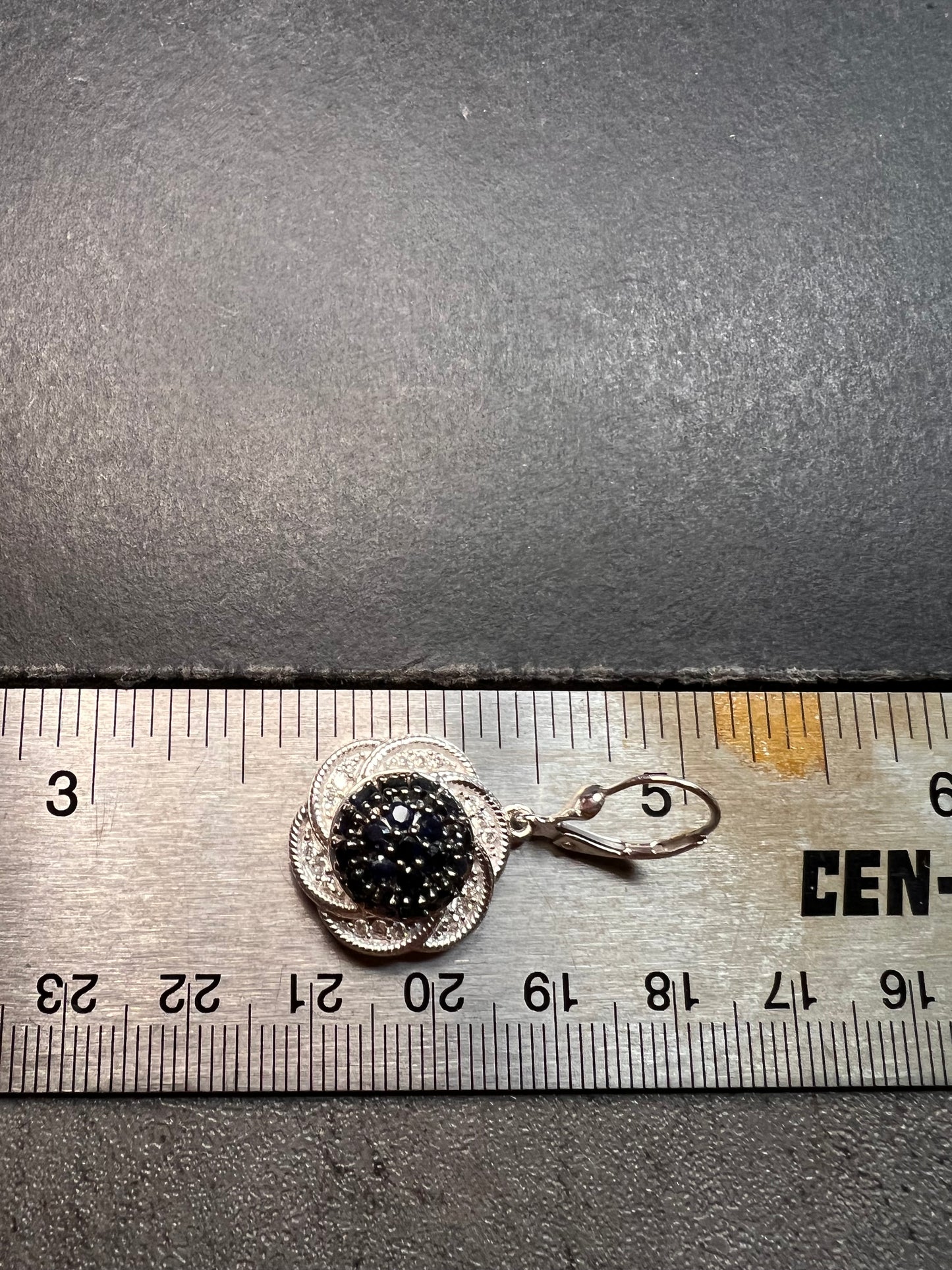 NEW blue sapphire and zircon galaxy halo earrings in rhodium over sterling silver