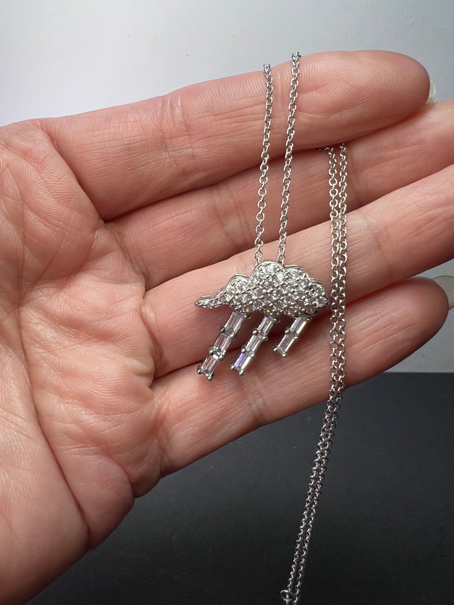 Sterling silver rain cloud pendant by Remy Rotenier