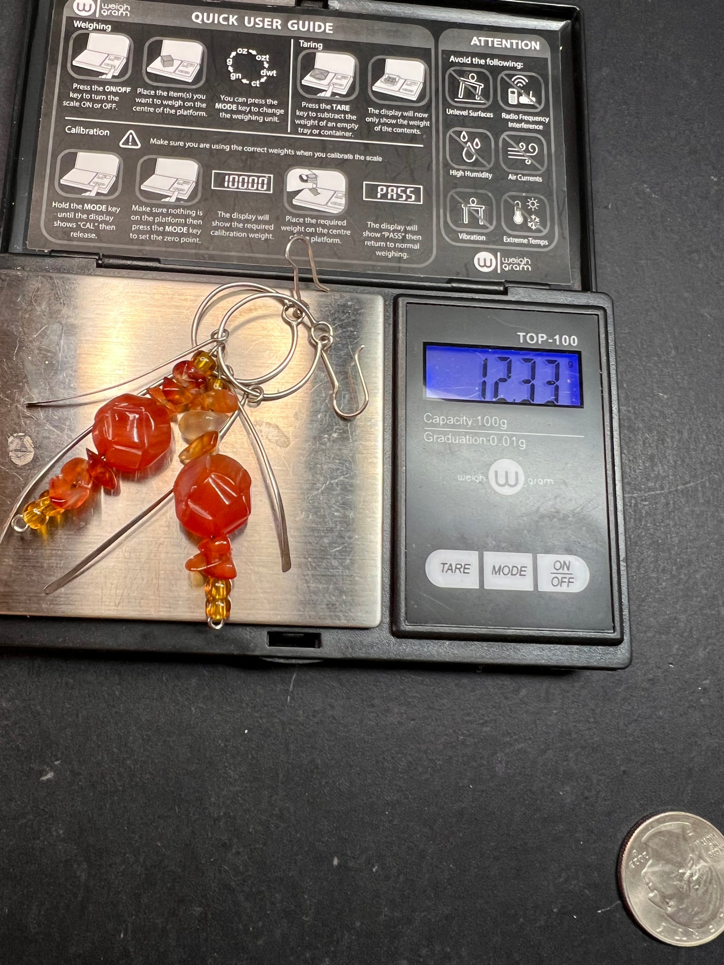 Vintage carnelian sterling silver dangle earrings