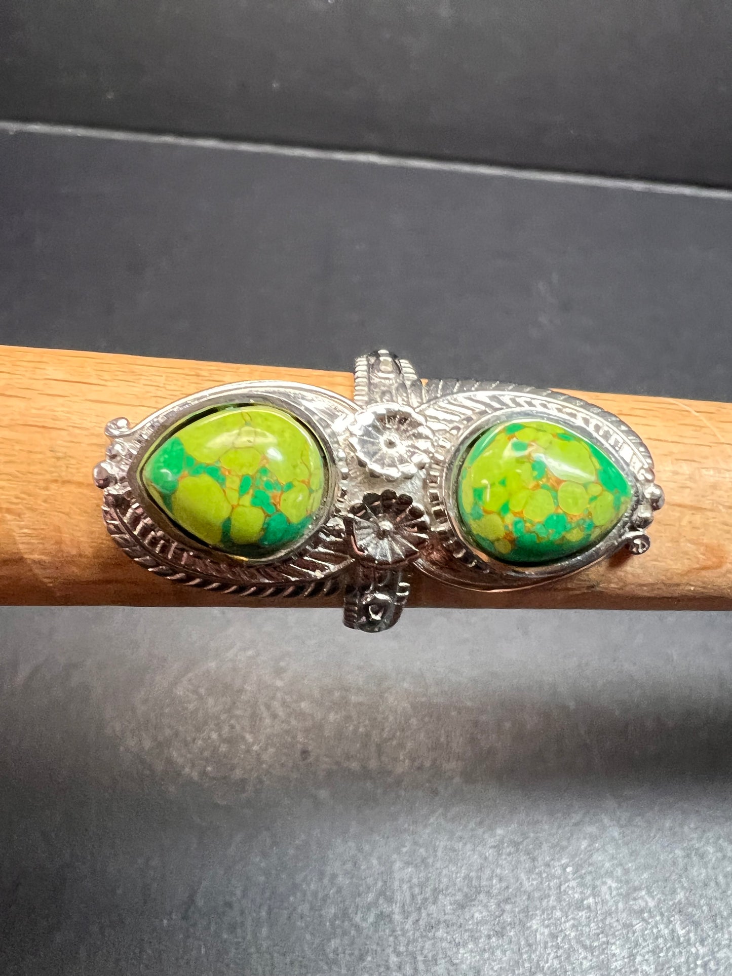 NEW green Mojave turquoise stainless steel ring size 7