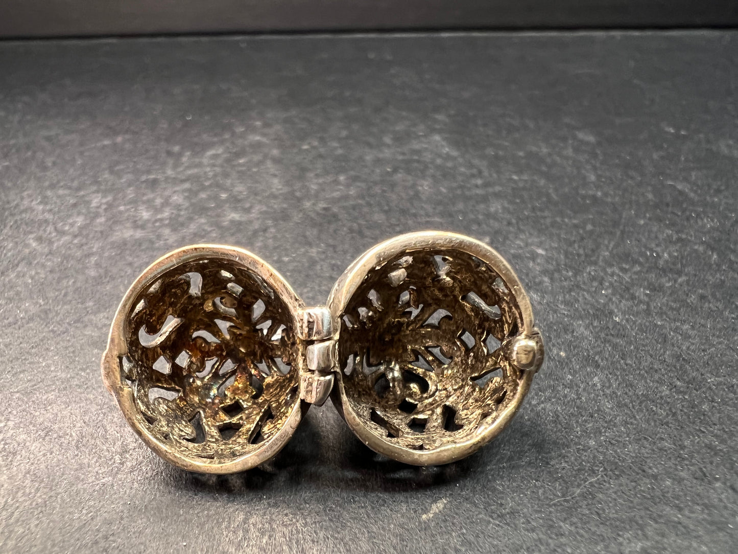 Vintage Sterling Silver Filigree Egg Locket Charm