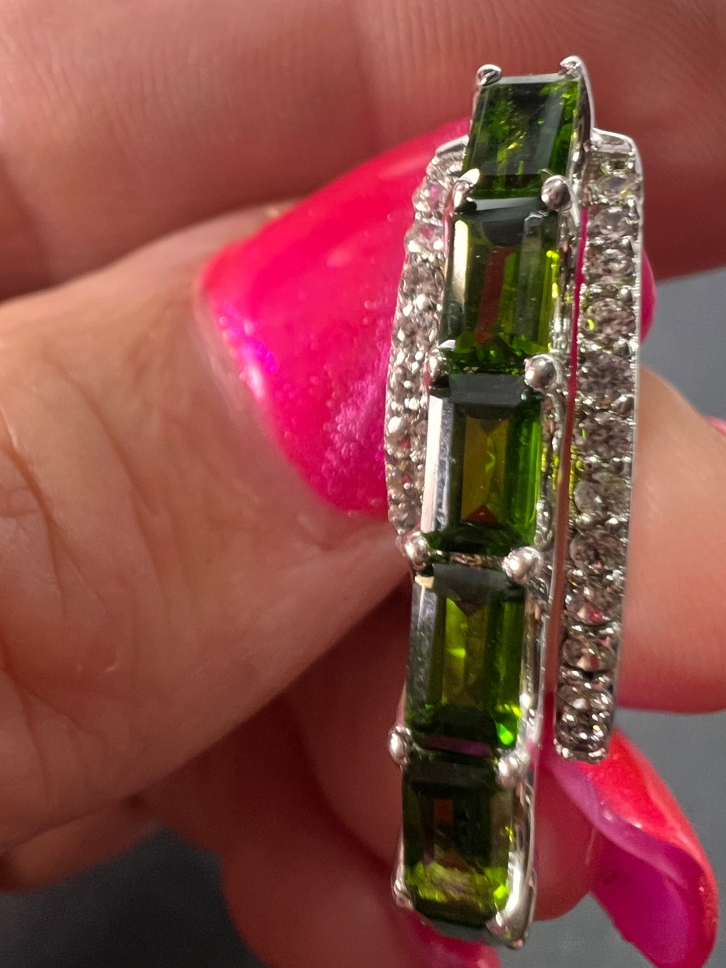 Chrome diopside platinum over sterling hoop earrings