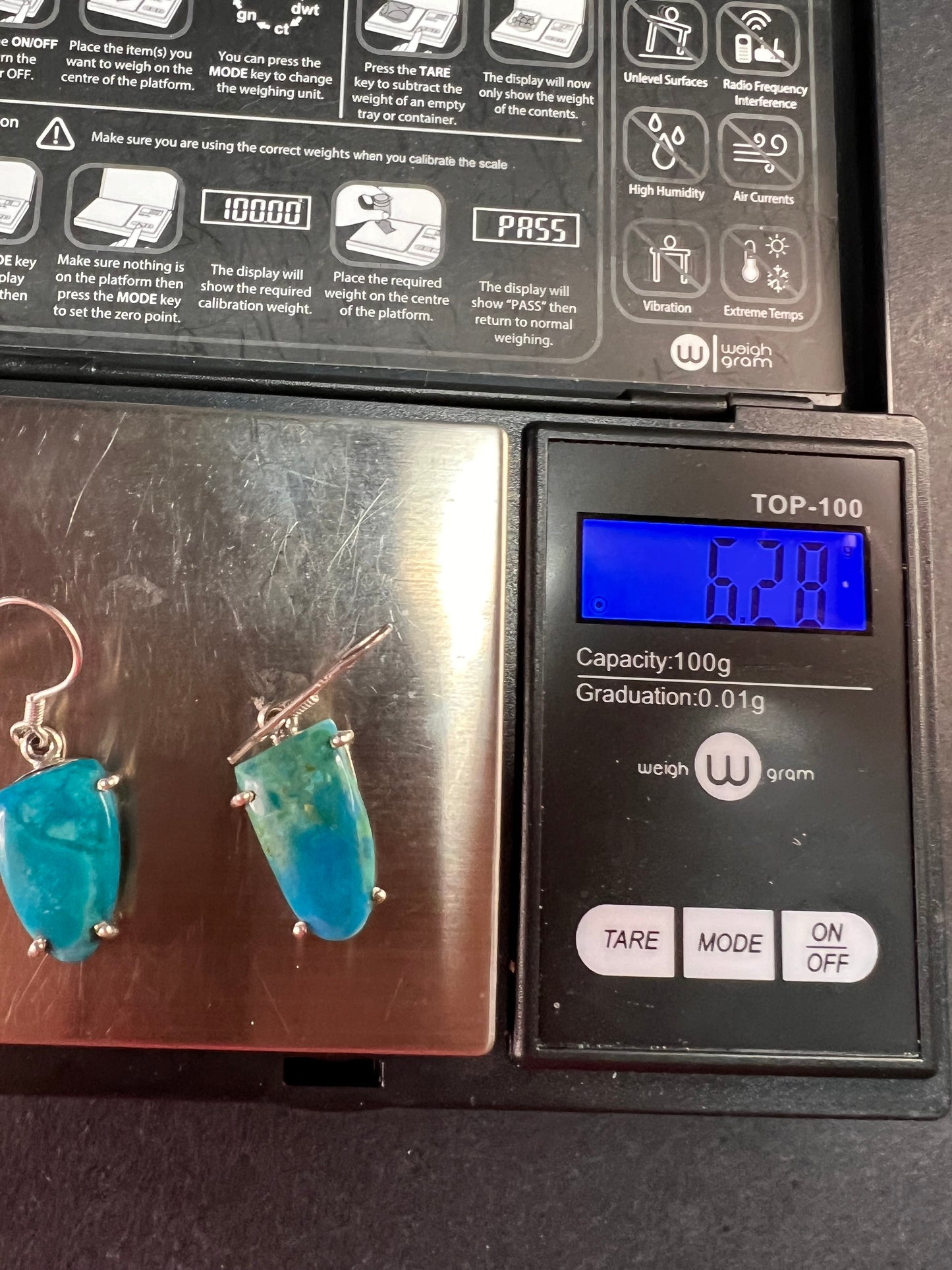 NEW Peruvian opalina sterling silver dangle earrings