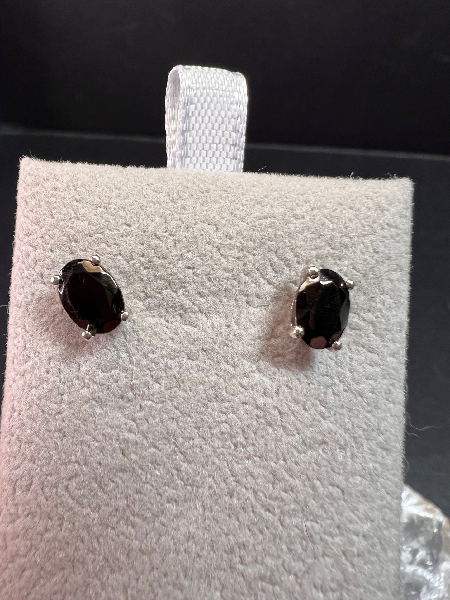 New Elite Shungite Rhodium Over Sterling Silver Oval Stud Earrings .90ctw