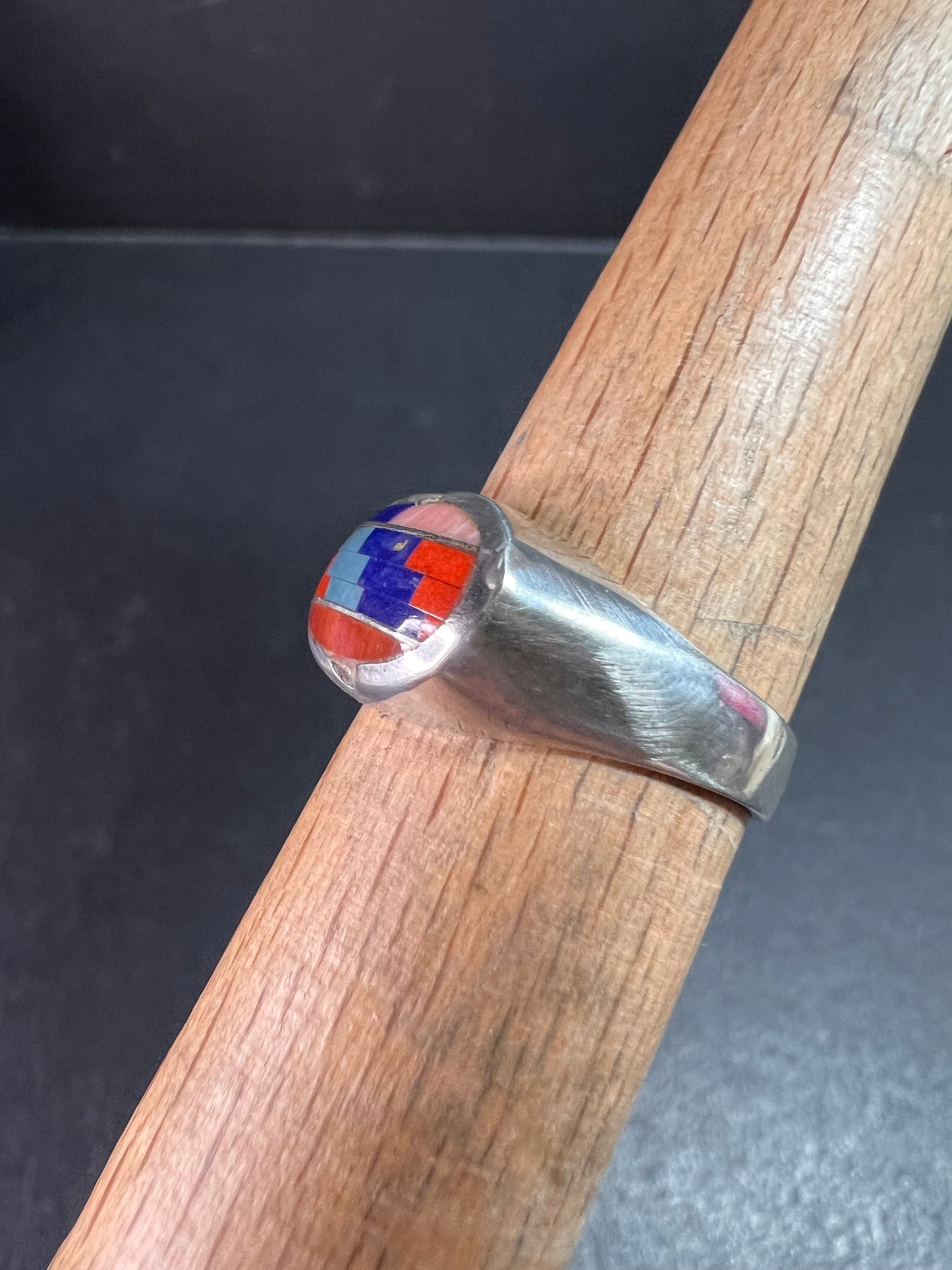 Vintage 925 Sterling Silver Southwest Mosaic Inlay Ring Size 7