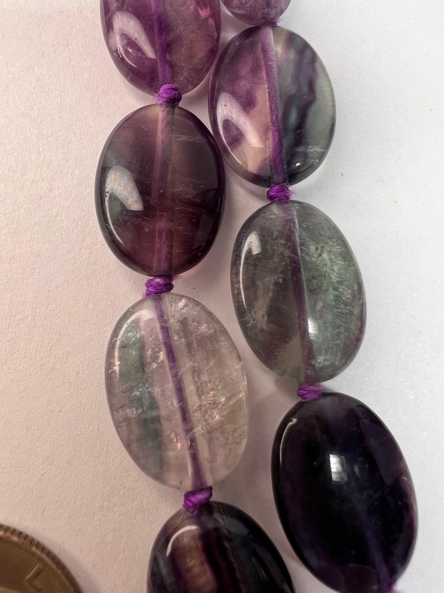 NEW Nate & Etan Fluorite double strand knotted necklace with sterling silver clasp