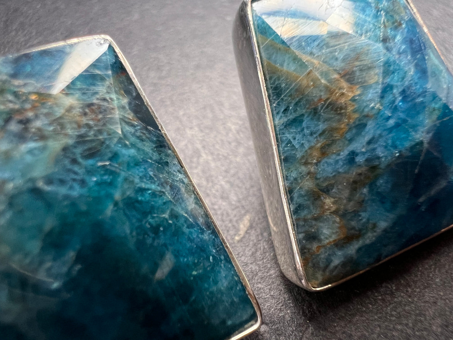 NEW Jay King blue apatite geometric sterling silver earrings