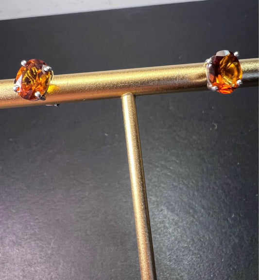 Mandarin citrine sterling silver stud earrings