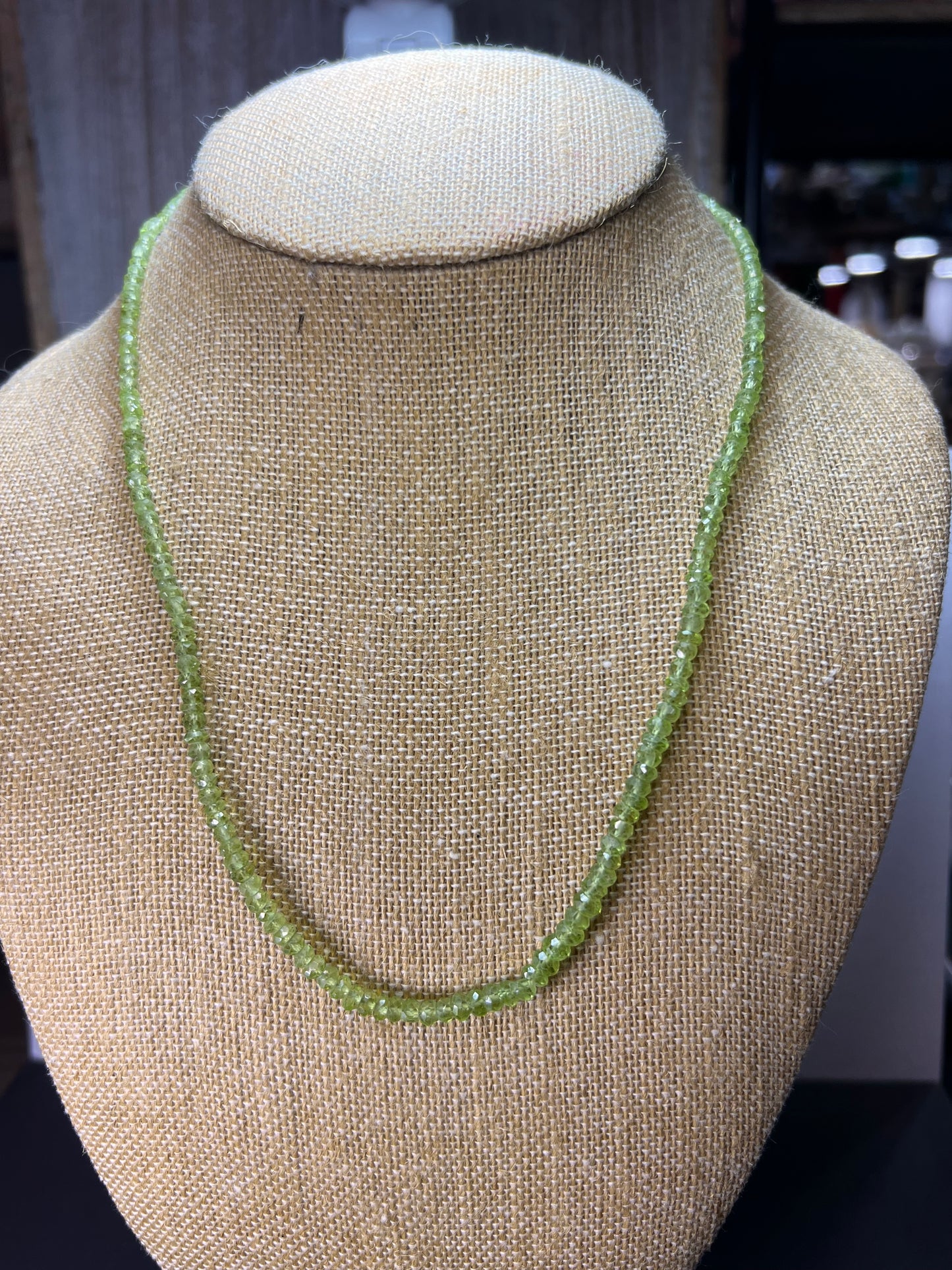 Faceted peridot and sterling necklace