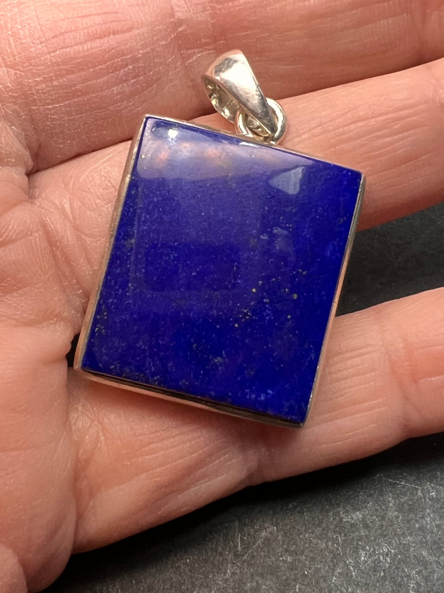 NEW lapis lazuli sterling silver square pendant