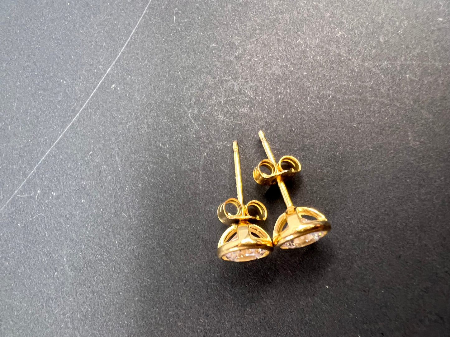 7mm CZ gold over sterling silver stud earrings