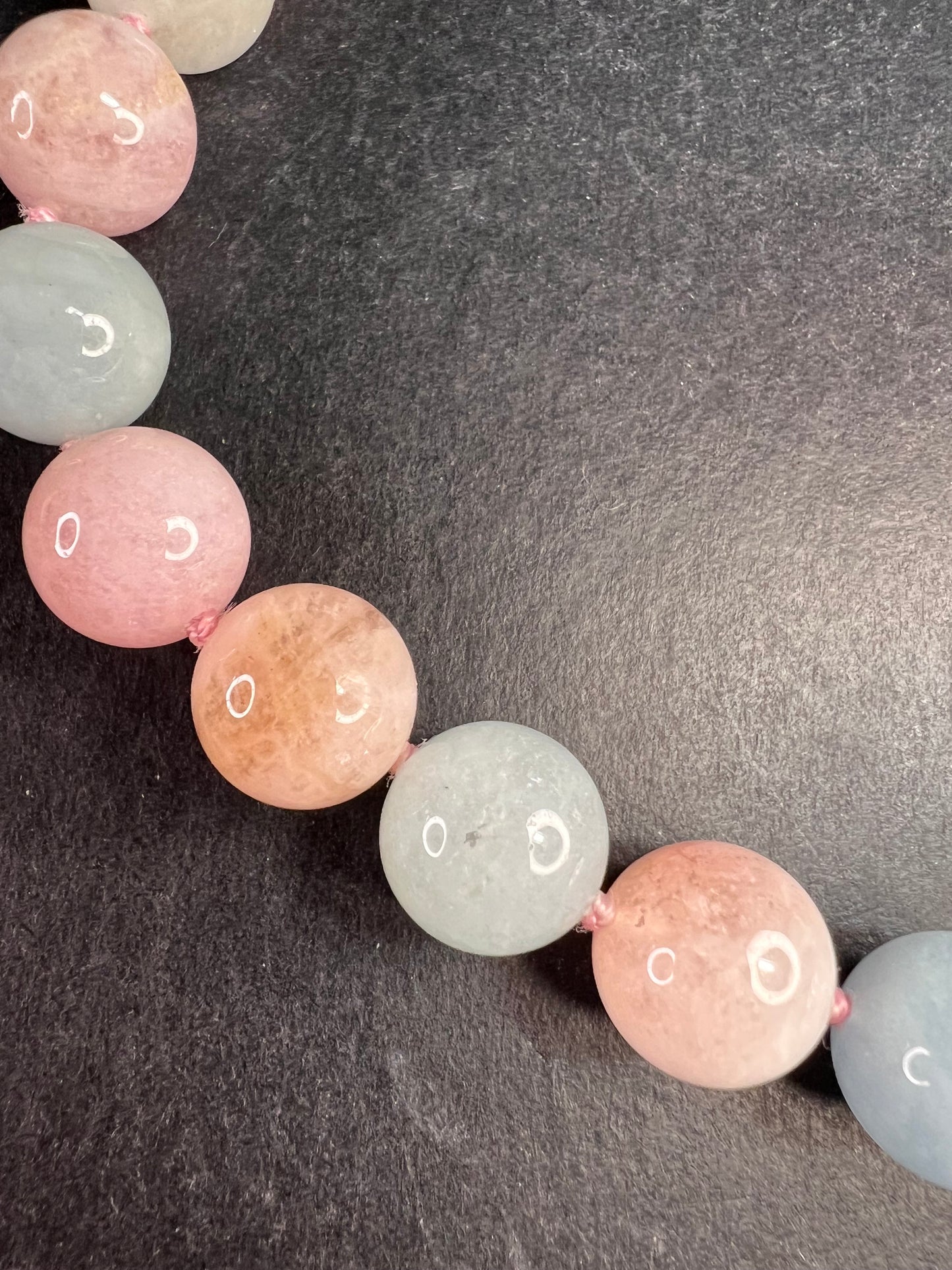 Modern Multi Beryl Bolo Necklace 12mm Morganite Aquamarine Sterling