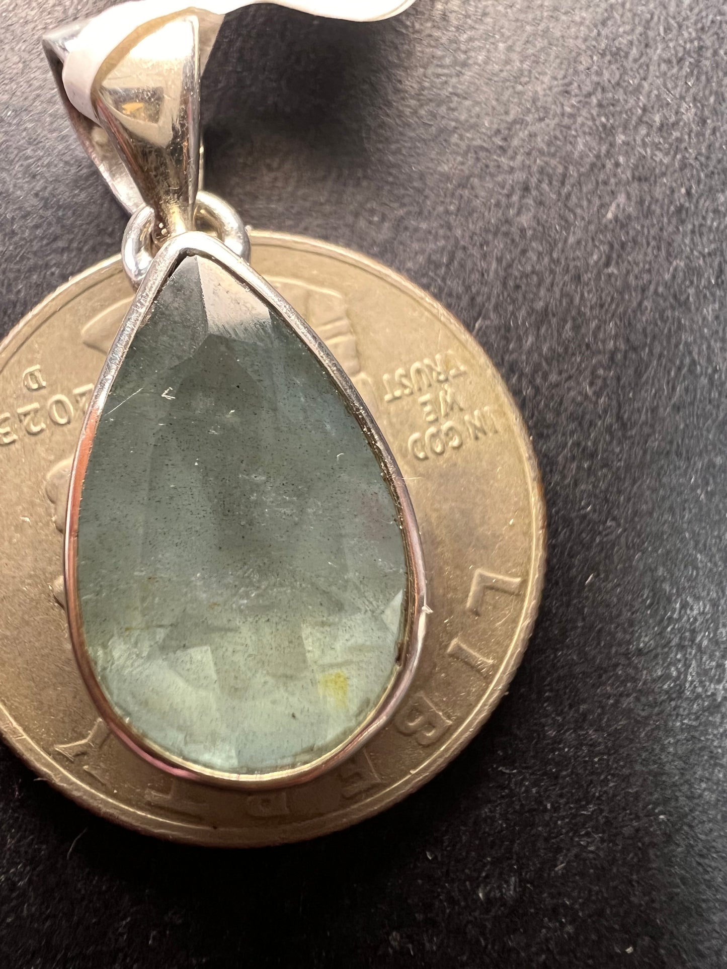 NEW Aquamarine sterling silver teardrop pendant