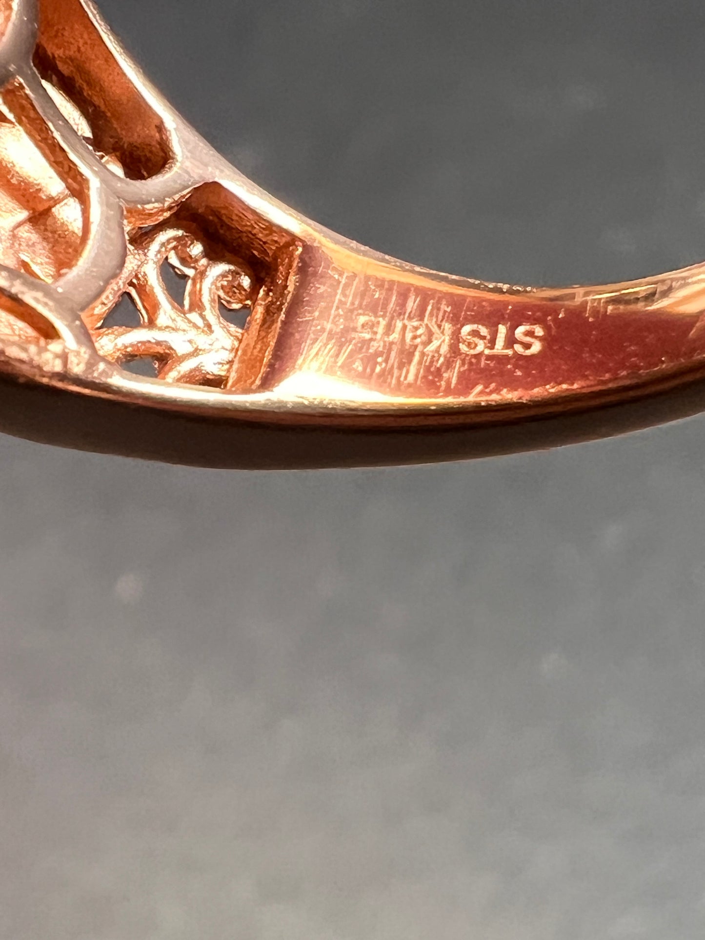 NEW Shungite in matrix ring in rose gold over brass size 9