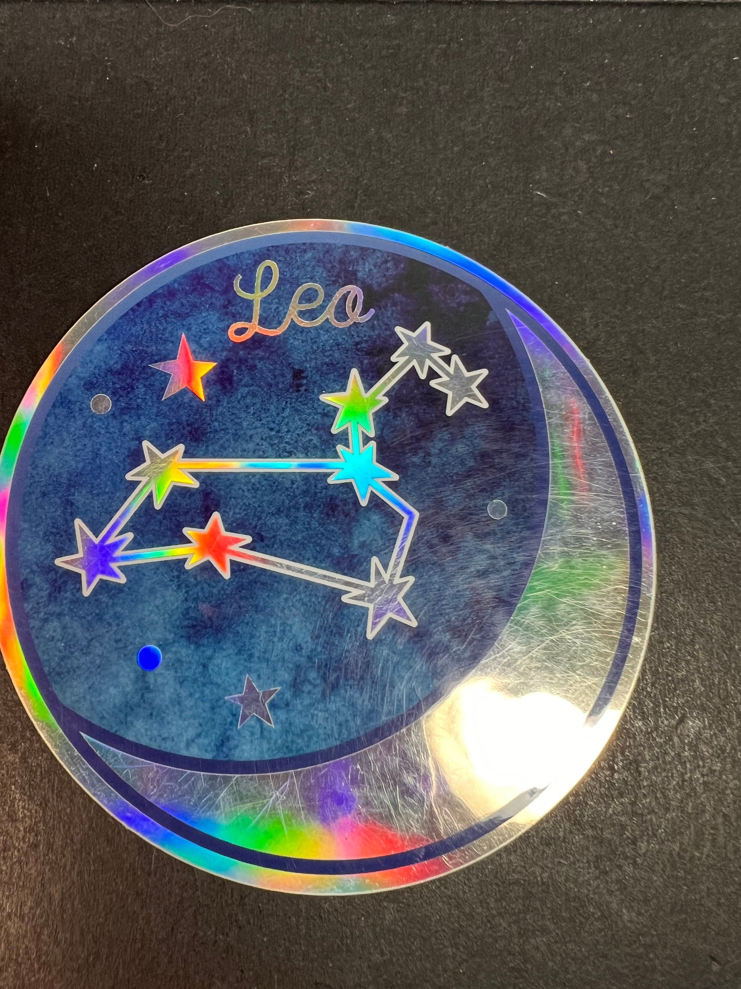 🦁 Leo Holographic Sticker – Wild Flower