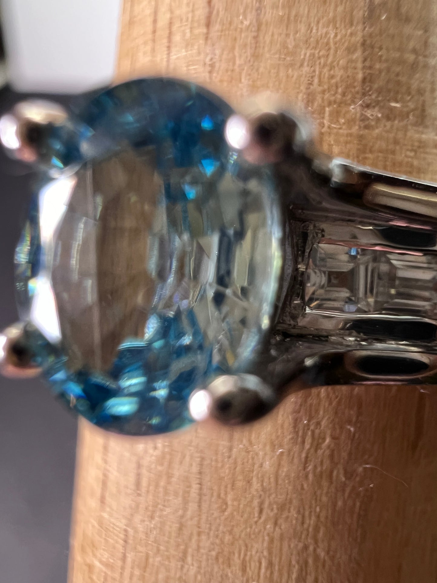 Blue & White Zircon Ring | Sterling Silver Ring size 10