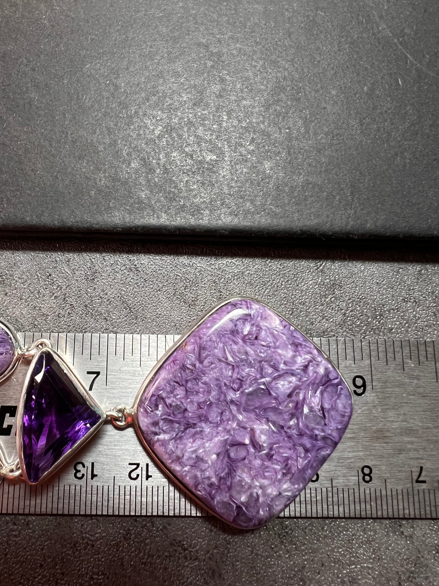 NEW Charoite and amethyst sterling silver necklace