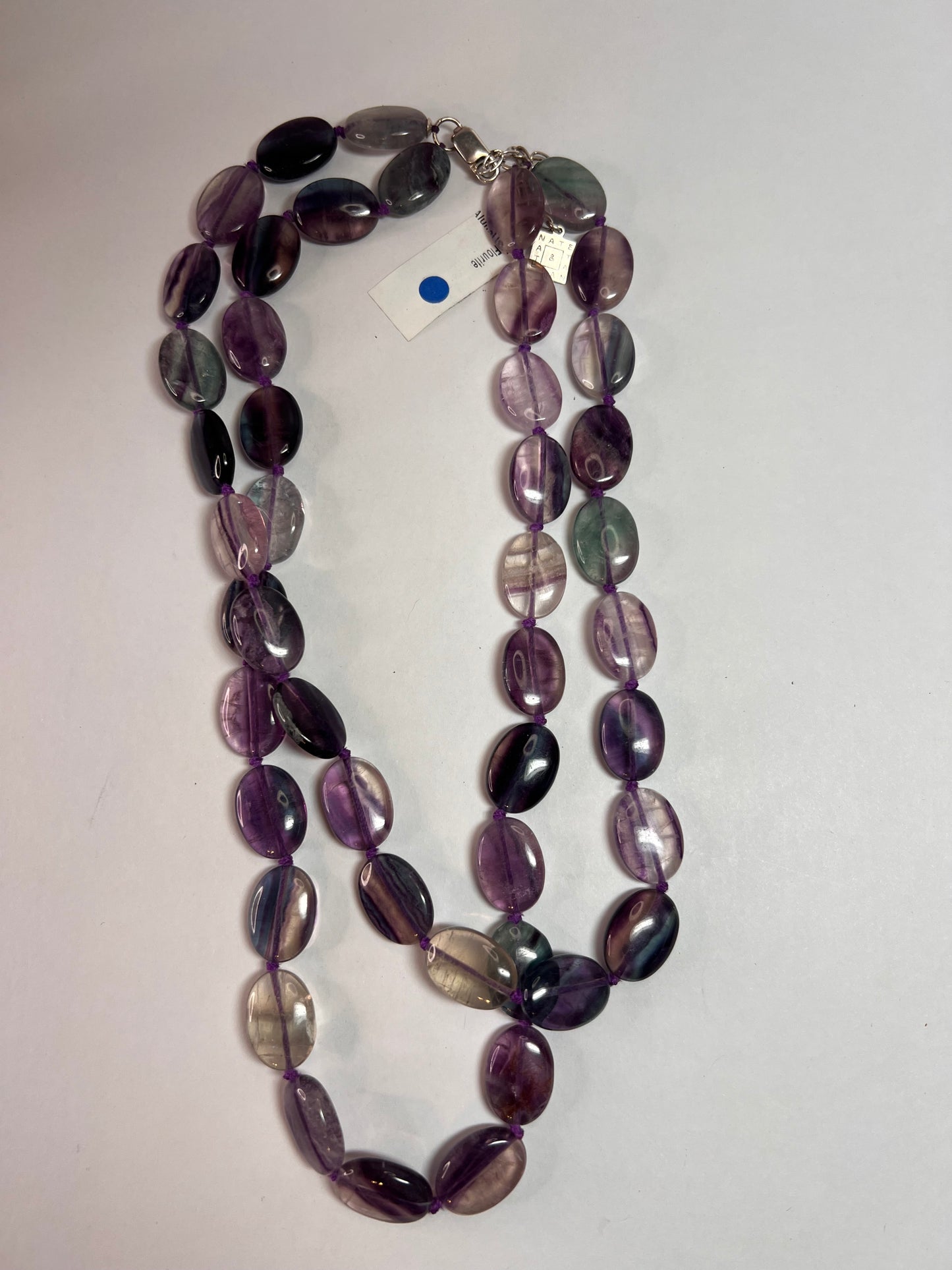 NEW Nate & Etan Fluorite double strand knotted necklace with sterling silver clasp