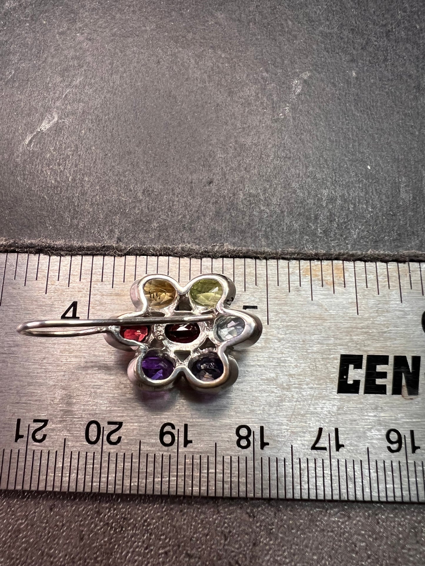 Vintage multi gemstone cluster boho earrings in sterling silver